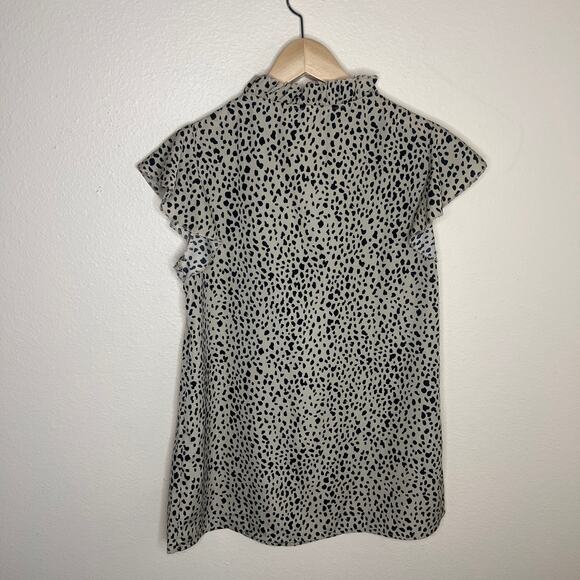 Animal Print Short Ruffle Sleeve Blouse Small - Picture 5 of 9